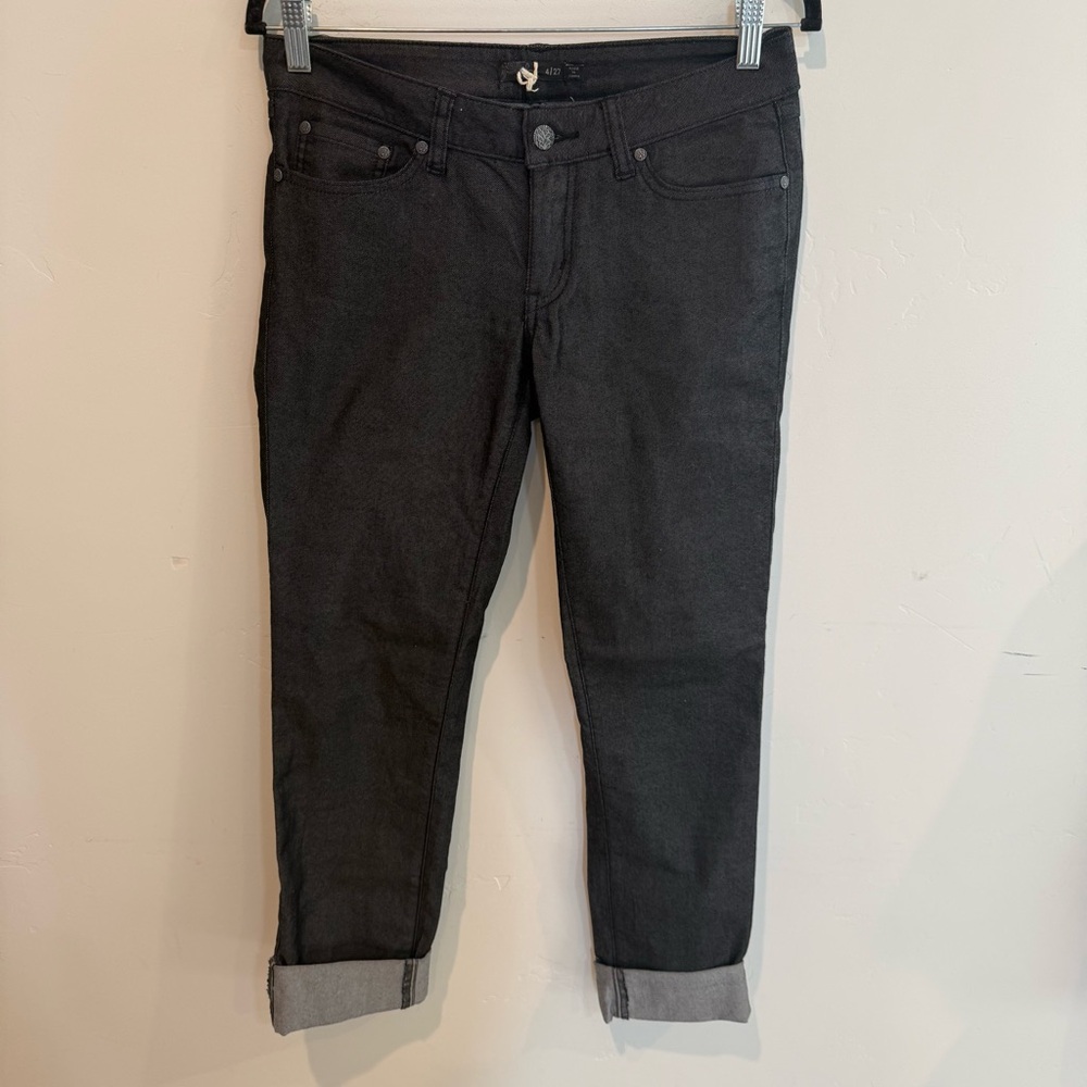 PrAna Wax Coated Women's Black Jeans 4/27 Casual Ankle Skinny Denim Travel